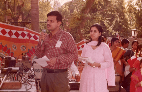 Chief guest lighting the ceremonial diya