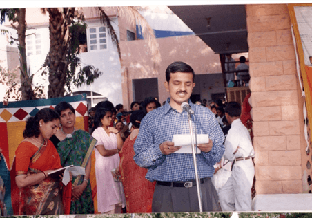 Faculty and parents in saree procession