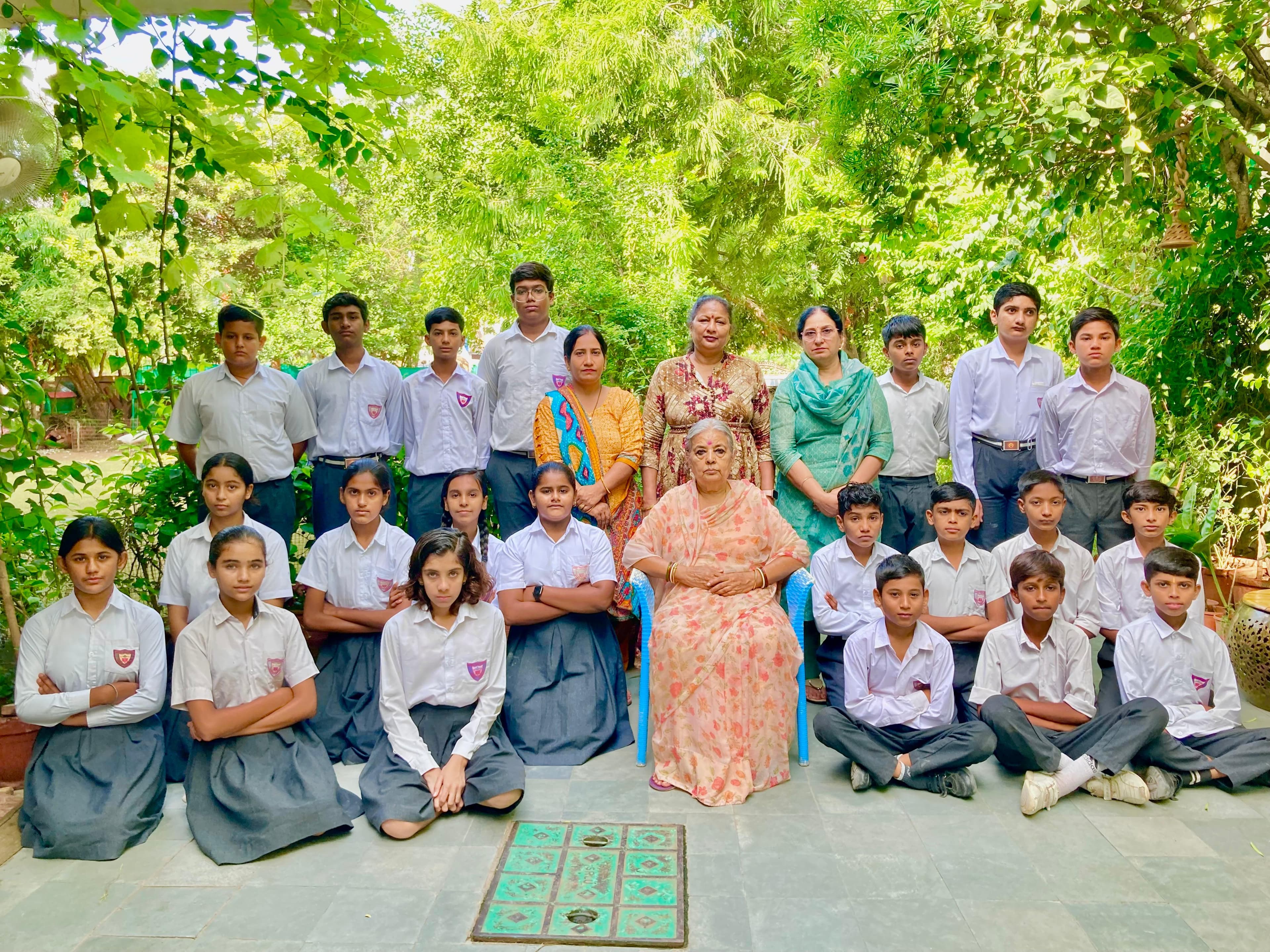 Middle school — Class VII in the garden